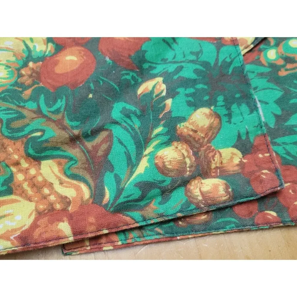 Vtg Set 4 Fall Harvest Gourds Thanksgiving Cloth Placemats Table Veggies